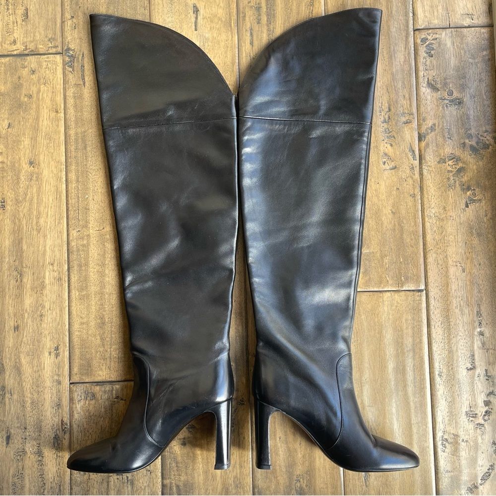 Stuart Weitzman Babette Tubo 85 Over The Knee OTK Tall Long Black leather Boots - Picture 6 of 13